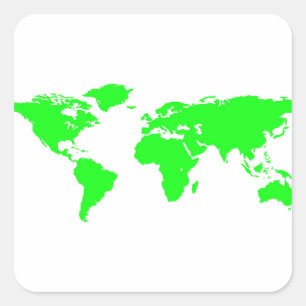 Green White World Map Quadratischer Aufkleber