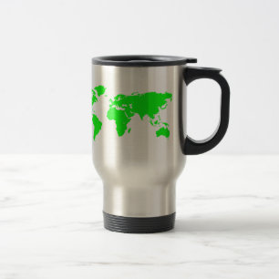 Green White World Map Reisebecher