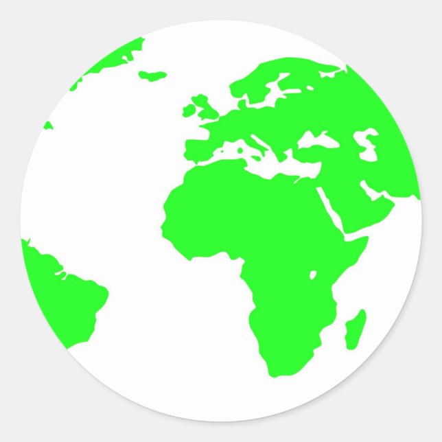Green White World Map Runder Aufkleber (Vorderseite)