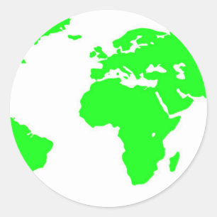 Green White World Map Runder Aufkleber