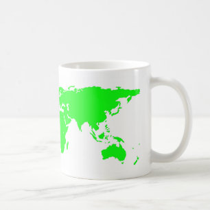 Green White World Map Tasse