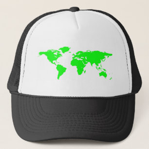 Green White World Map Truckerkappe