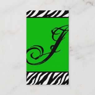Green White Zebra Print Pattern Business Card Visitenkarte