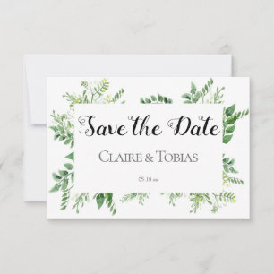 Green Wild Herb Spring Foliage Save the Date Karte