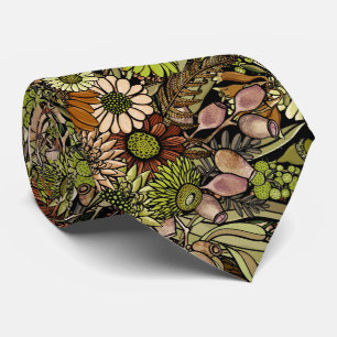Green Wildblume Garden Pattern Neck Tie Krawatte
