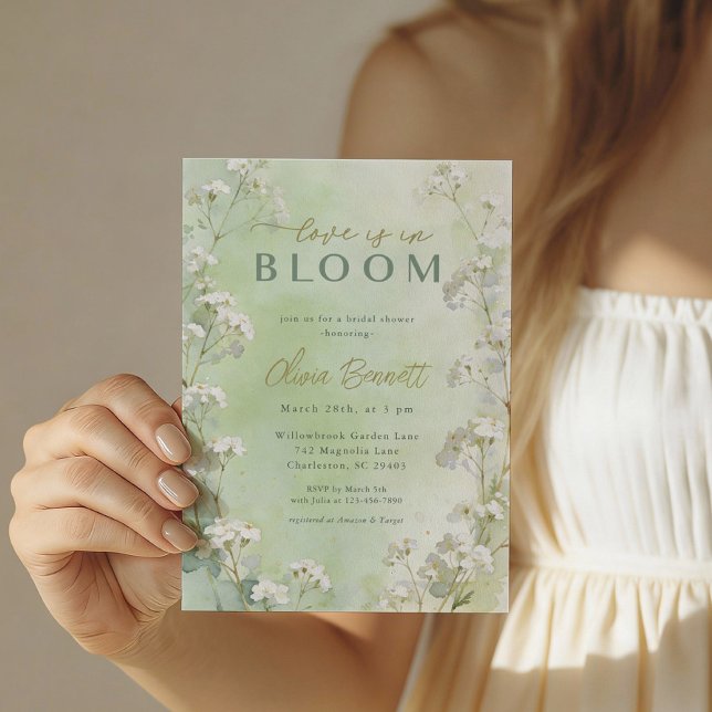 Green Wildflower Bridal Shower Invitation Einladung (Green Garden Bridal Shower Invite)