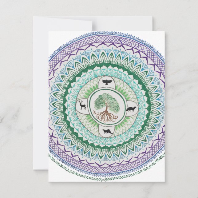 Green Willow Mandala Note Card Mitteilungskarte (Vorderseite)