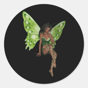 Green Wing Lady Fee 6 - 3D Fairy - Runder Aufkleber