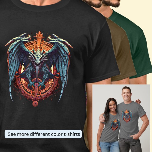 Green Winged Dragon auf Orange Hintergrund T-Shirt (Von Creator hochgeladen)