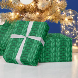 Green Winter Knitting Wooly Muster Geschenkpapier