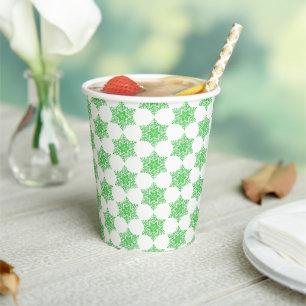 Green Winter Snowflake Pappbecher