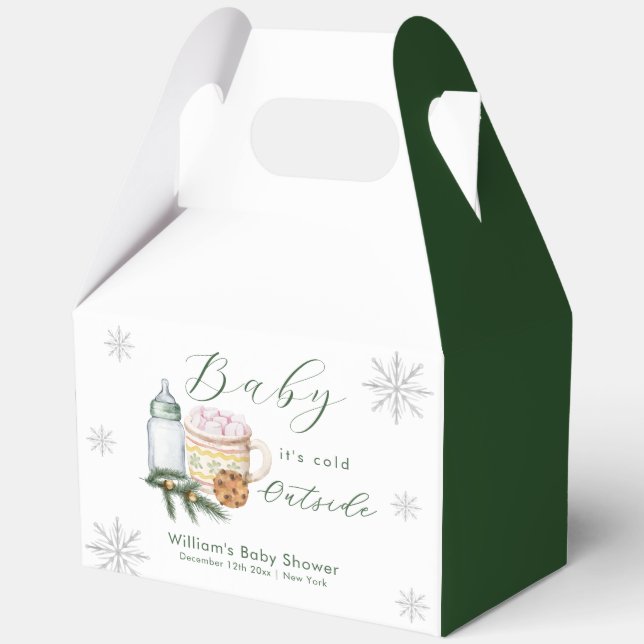 Green Winter Snowflake S'more Cookie Baby Shower  Geschenkschachtel (Vorderseite)