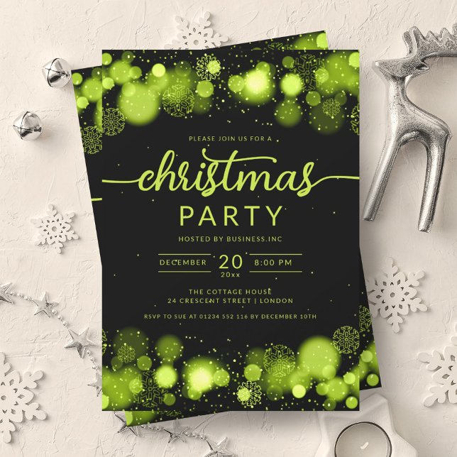 Green Winter Wonderland Company Weihnachts-Party Einladung (Green Winter Wonderland Company Christmas Party Invitation)