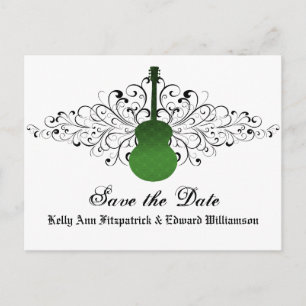 Green Wirbel Gitarre Save the Date Postkarte