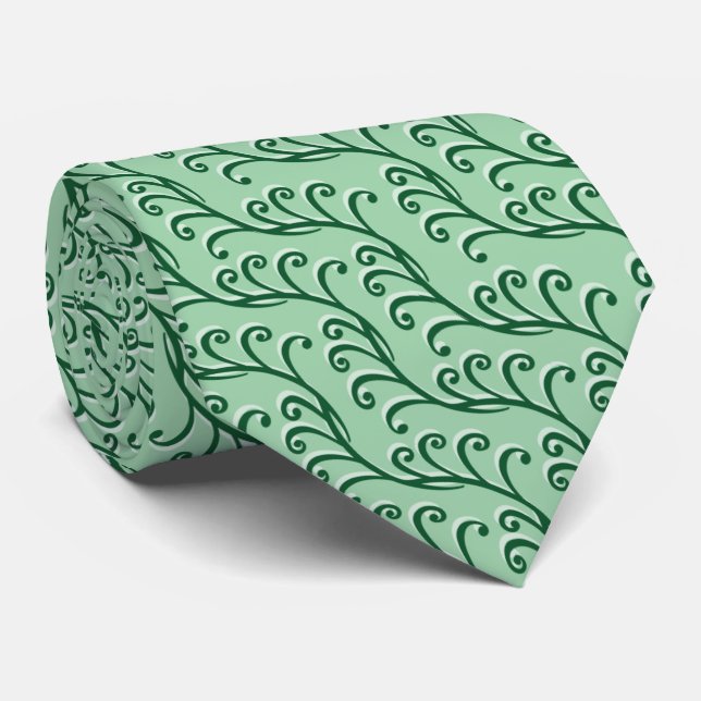 Green Wirbel Vines Neck Tie Krawatte (Gerollt)