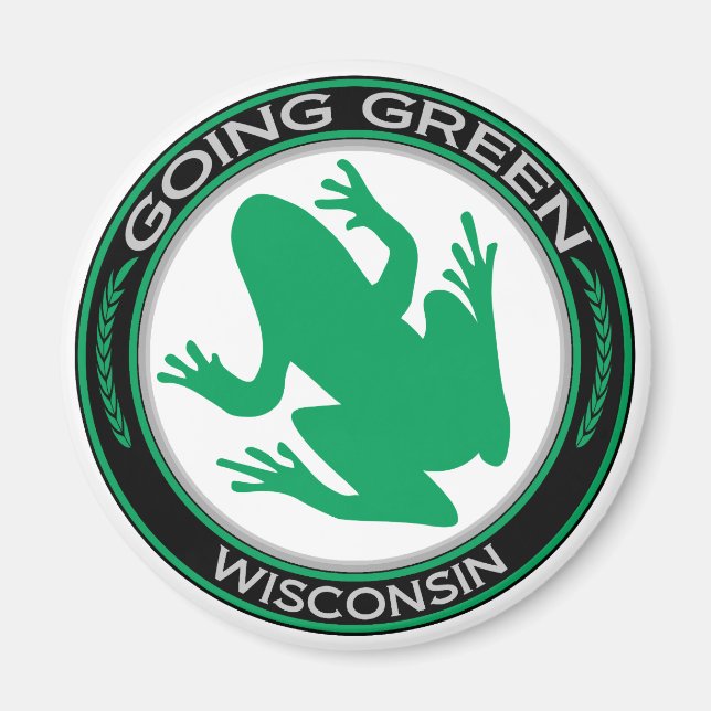 Green Wisconsin Frog Magnet (Vorne)