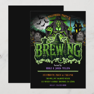 Green Witch Graveyard Brewing Halloween-Party Einladung