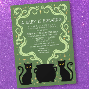 Green Witchy Baby feiert Babyparty  Einladung