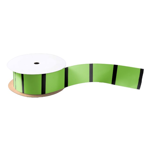 Green With Black Stripes Satinband (Spule)