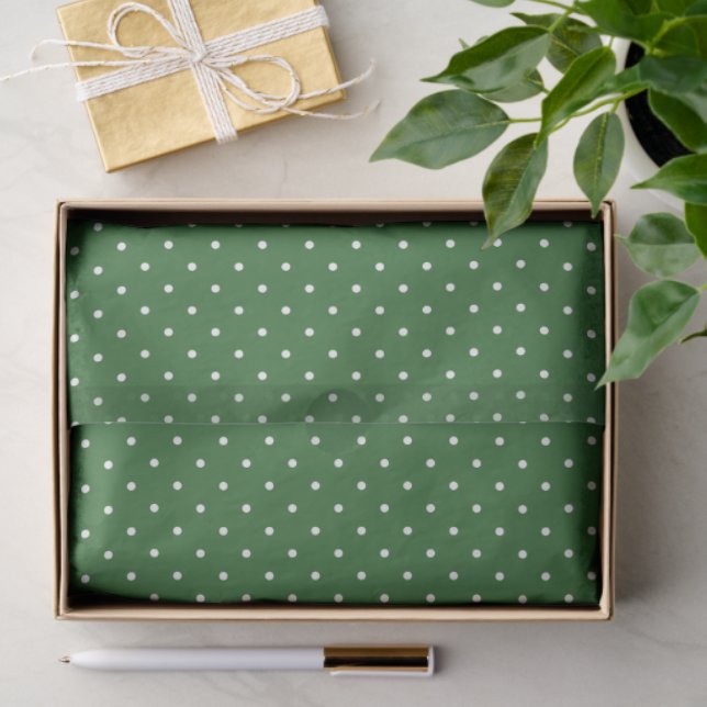 Green with White Polka Dots Tissue Paper Seidenpapier (Geschenk)