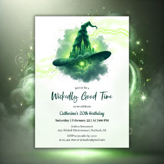 Green Witze Hat Magical Fantasy Birthday Einladung