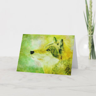 Green Wolf Malerkarte, naturInspirierte Kunst Dankeskarte