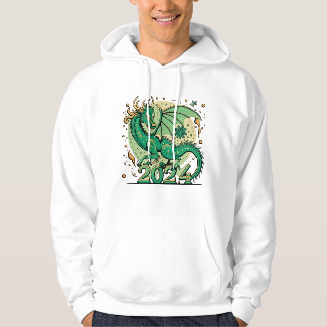 Green Wood Dragon Symbol 2024 Chinesisch Hoodie (Vorderseite)