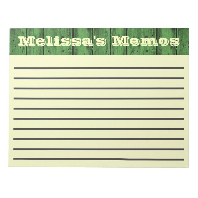 Green Wood Planks Large Memo Pad Notizblock (Vorderseite)
