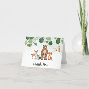 Green Woodland Baby Dusche Danke Karte