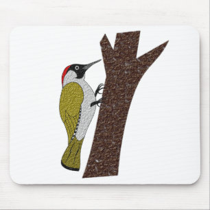 Green Woodpecker Illustration Mousepad
