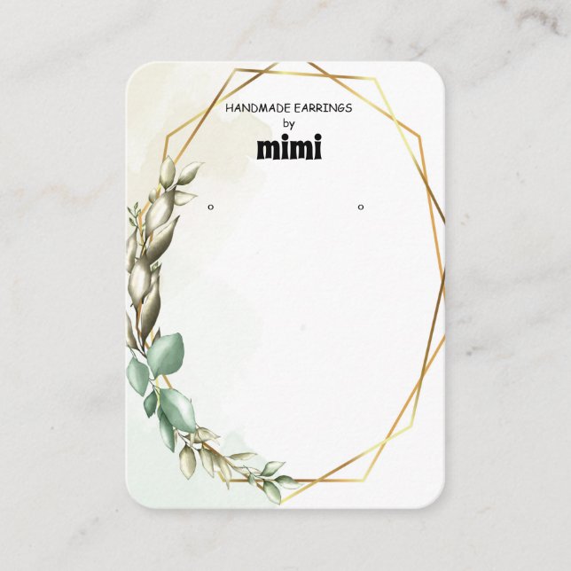 Green Wreath Earring Display Business Card Visitenkarte (Vorderseite)