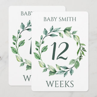 Green Wreath Pregnancy Meilenstein Card Feiertagskarte