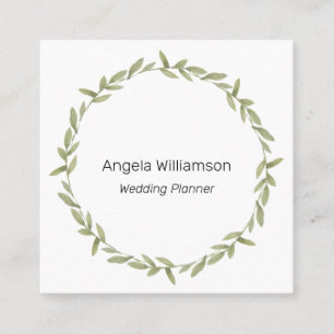 Green Wreath Square Business Card Quadratische Visitenkarte