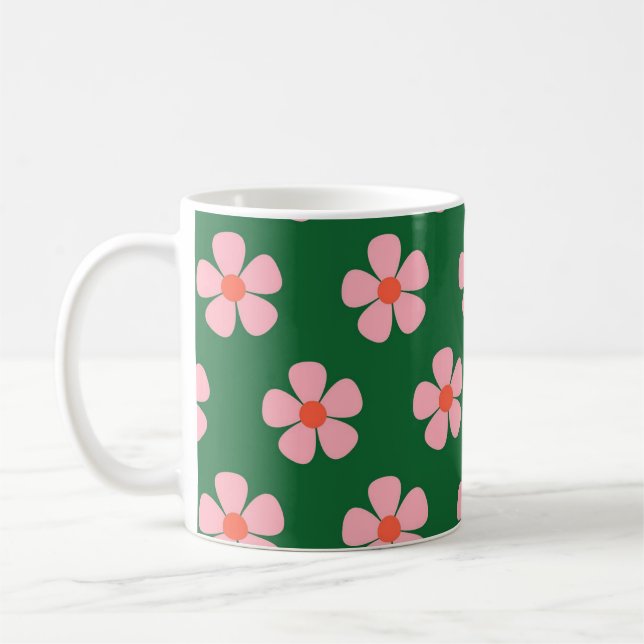 Green Y2K Wildblume Bold Retro Spring Kitchen Kaffeetasse (Links)