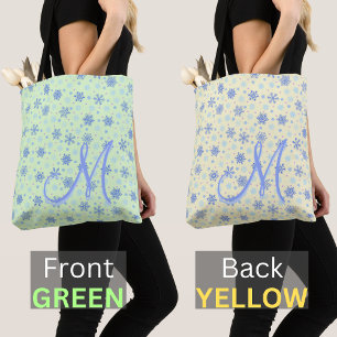 Green & Yellow 2 Seitenfarben Schneeflocken Monogr