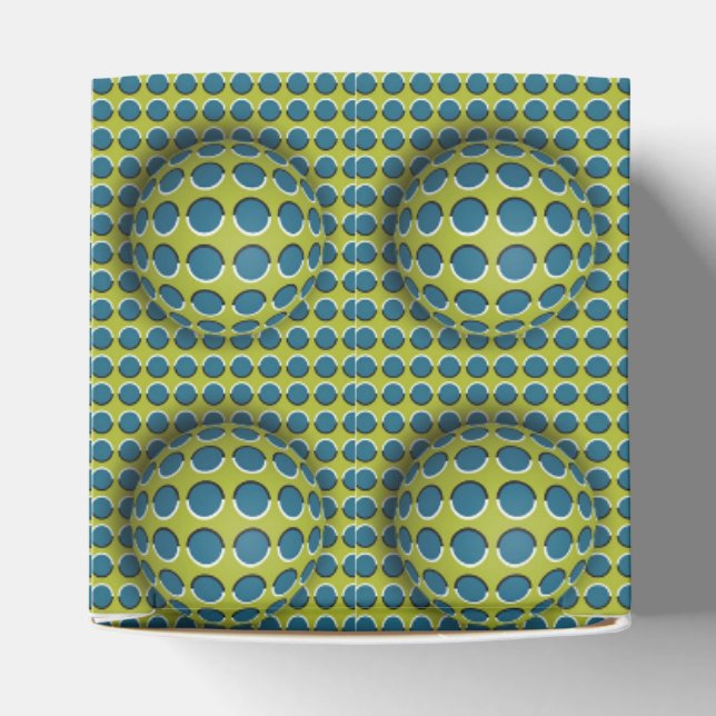 Green Yellow 3D Effect Design Pattern Bevorzugung  Geschenkschachtel (Oben)