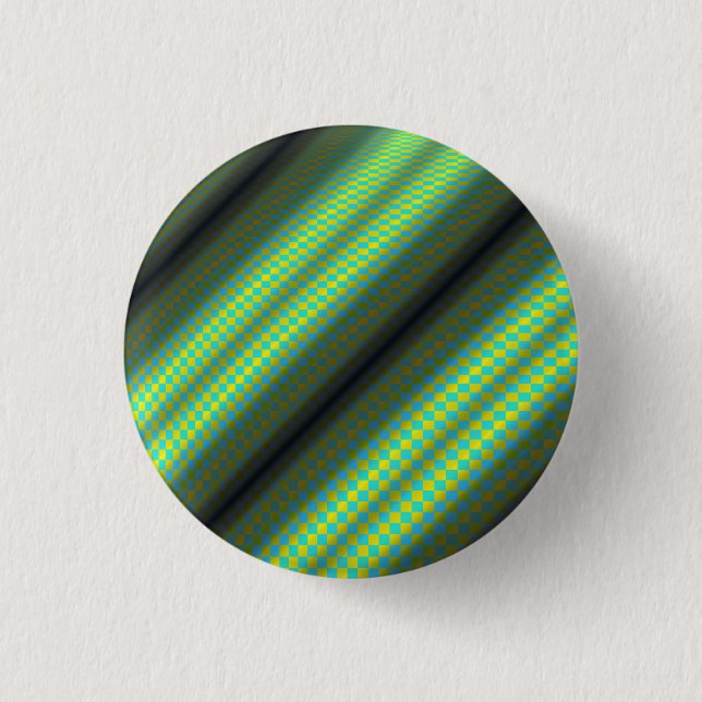 Green & Yellow Checkered Tubes von Kenneth Yoncich Button (Vorderseite)