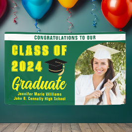 Green Yellow Class of 2024 Abschluss Foto Party Banner