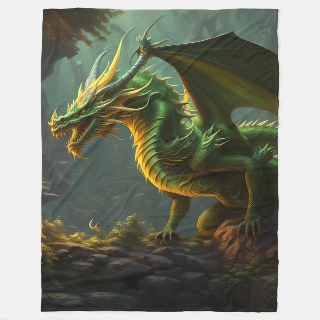 Green & Yellow Dragon Fleece Blanket (Vorderseite)