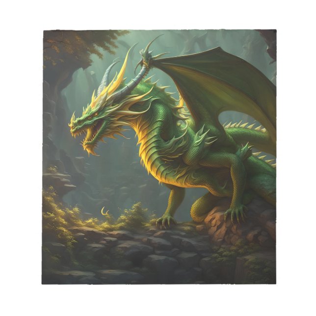 Green & Yellow Dragon Notizblock (Vorderseite)