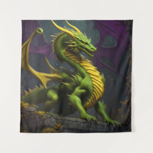 Green & Yellow Dragon Wandteppich