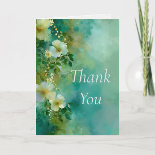 Green & Yellow Floral Watercolor Danke Karte