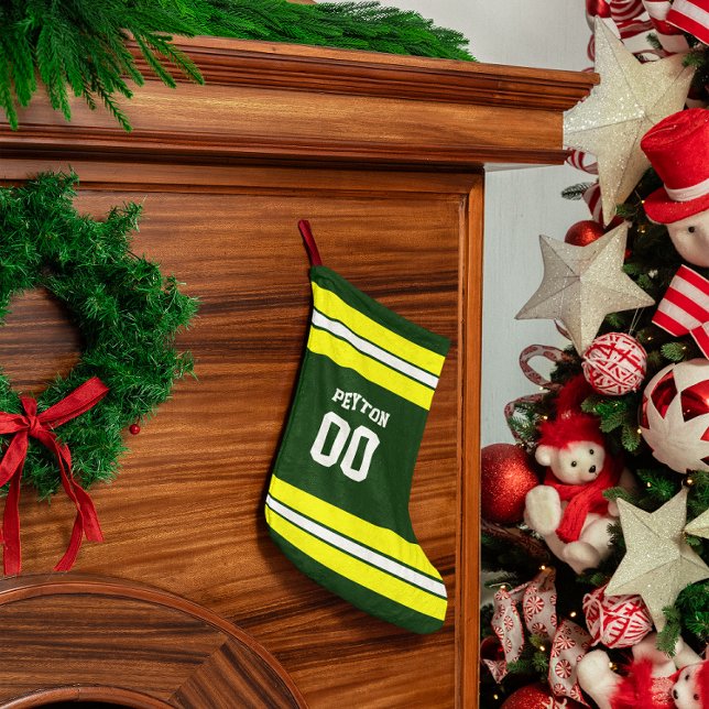 Green & Yellow Football Team Personalisiert Kleiner Weihnachtsstrumpf (Von Creator hochgeladen)