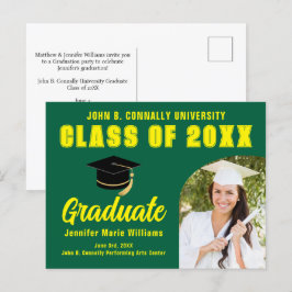 Green Yellow Graduate Custom 2025 Graduation Party Postkarte