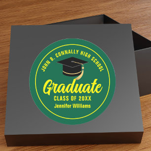 Green Yellow Graduate Custom 2025 Graduation Party Runder Aufkleber