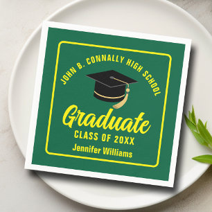 Green Yellow Graduate Custom 2025 Graduation Party Serviette