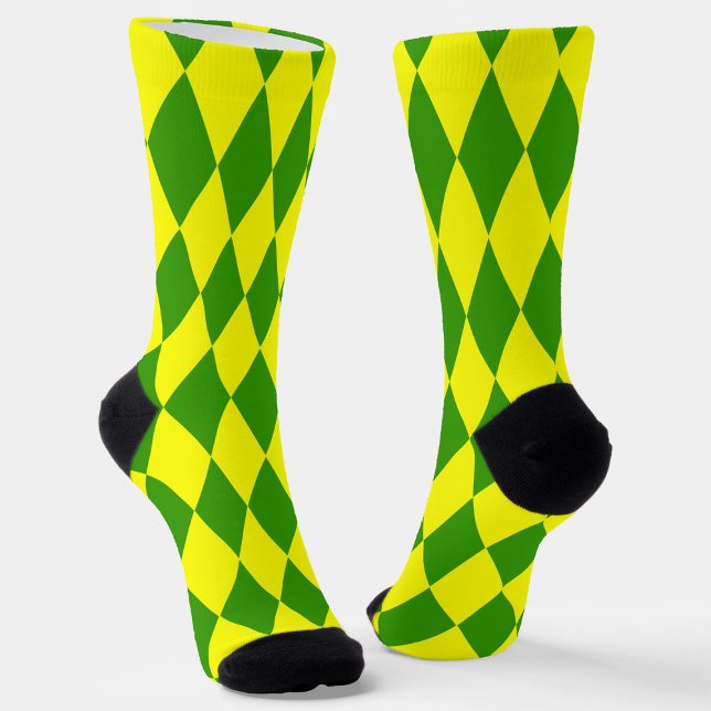 Green Yellow Harlequin Checkered Design  Socken (Von Creator hochgeladen)