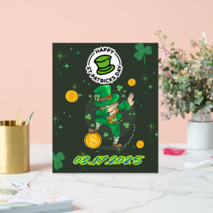 Green Yellow Illustration St. Patrick`s Day Acrylschild