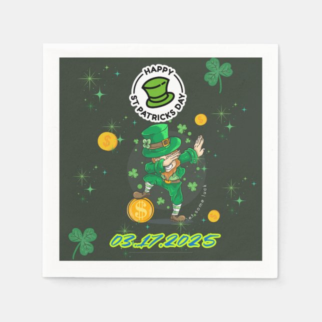 Green Yellow Illustration St. Patrick`s Day Serviette (Vorderseite)