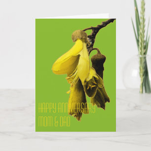 GREEN YELLOW KOWHAI BLUME KIWI CUSTOM GREETINGS KARTE